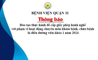 Đào tạo thực hành để cấp giấy phép hành nghề với phạm vi hoạt động chuyên môn khám bệnh, chữa bệnh là điều dưỡng viên khóa 1 năm 2024